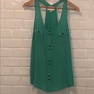 Seafoam green silk tank